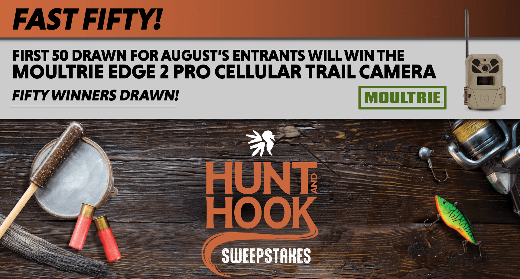 enter during August for the chance to win 1 of 50 bonus Moultrie Edge 2 Pro Cellular Trail Cameras